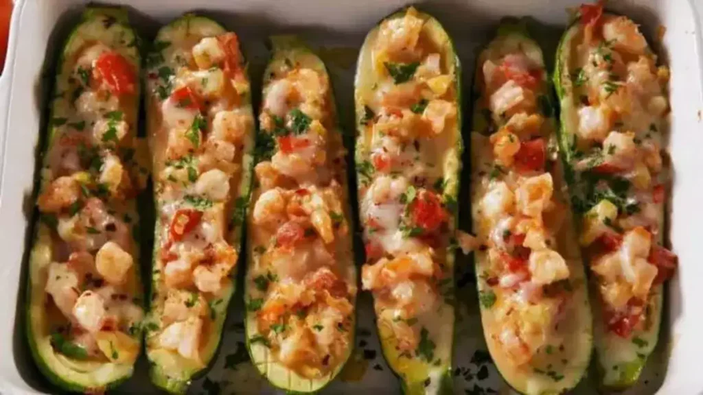 Courgettes gratinées aux crevettes et à l’ail, faibles en glucides et délicieuses