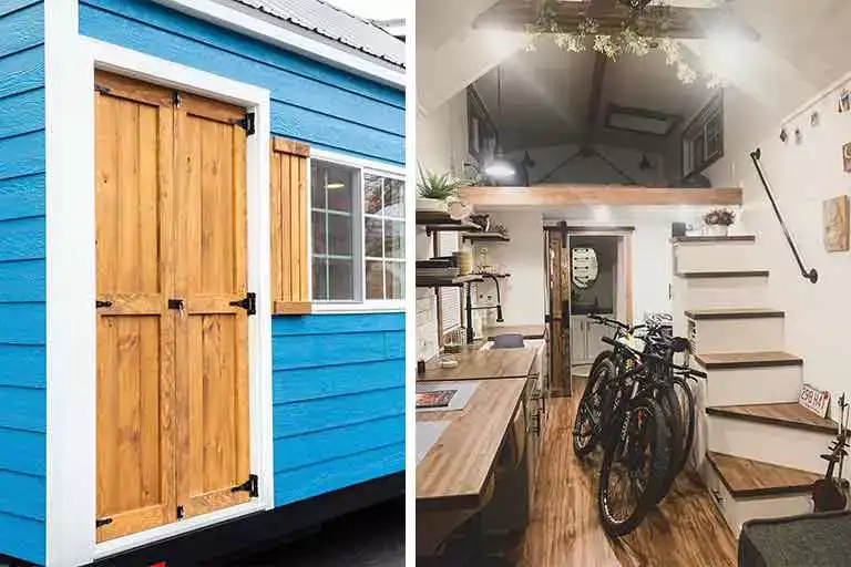 La petite maison de style ferme moderne de 28 pieds s’adapte aux vélos et à ses cyclistes!