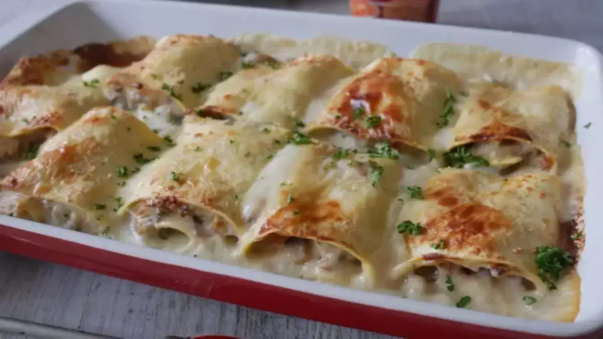 Recette lasagnes roulées au jambon et champignons