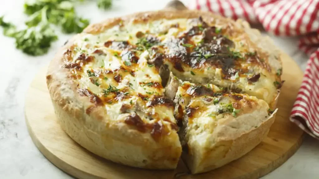 Une Tarte oignons, fromage blanc et lardons