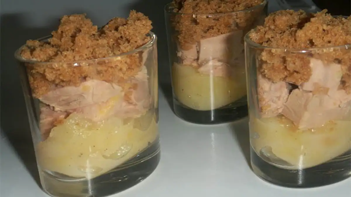 Verrine de foie gras en crumble de pain d’épices : Un Délice