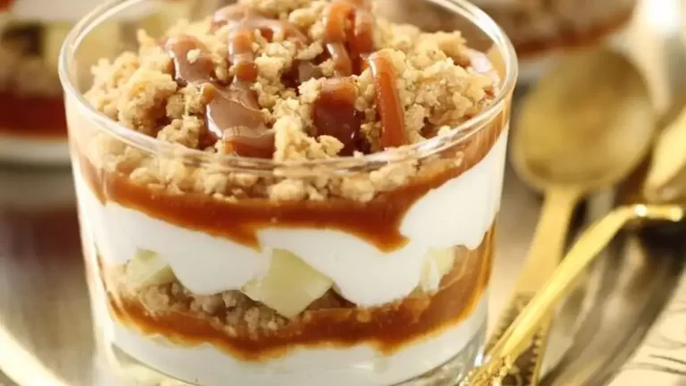 Crumble aux pommes au caramel et à la crème fouettée